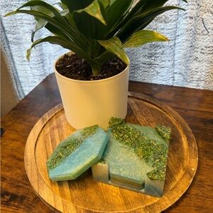 Handcrafted Green and Blue Resin Coasters